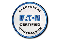 A patch that says electrical contractor eaton certified.